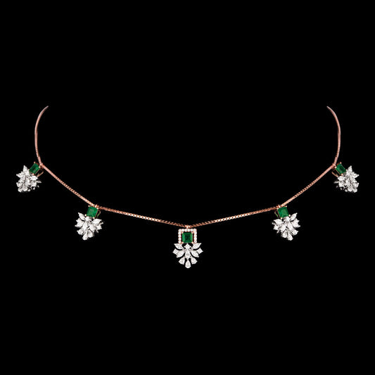 18K Two Tone Gold Diamond Necklace - 1.918ct VVS-EF with Colour Stones
