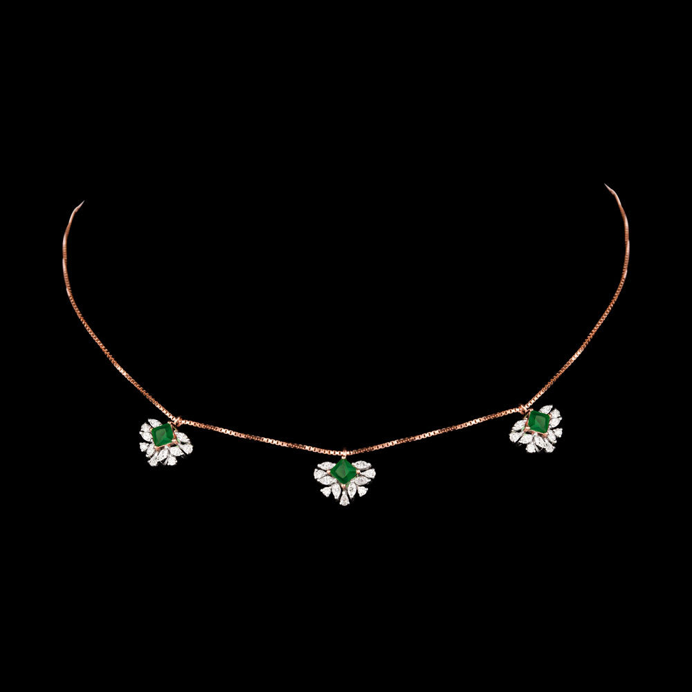 18K Two Tone Gold Diamond Necklace - 0.768ct VVS-EF with Colour Stones