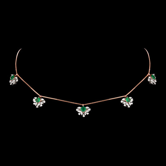 18K Rose Gold Diamond Necklace - 2.505ct VVS-EF with Colour Stones