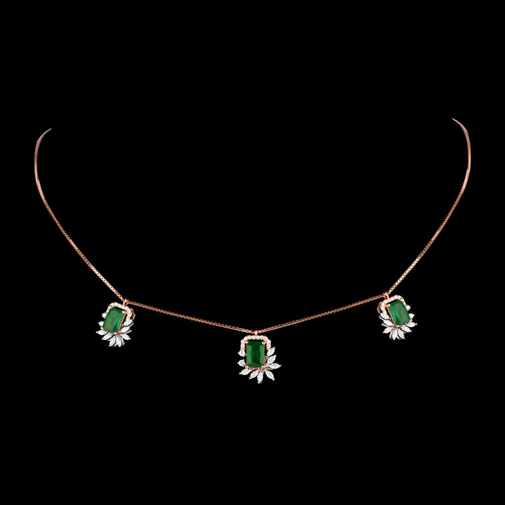 18K Two Tone Gold Diamond Necklace - 0.785ct VVS-EF with Colour Stones