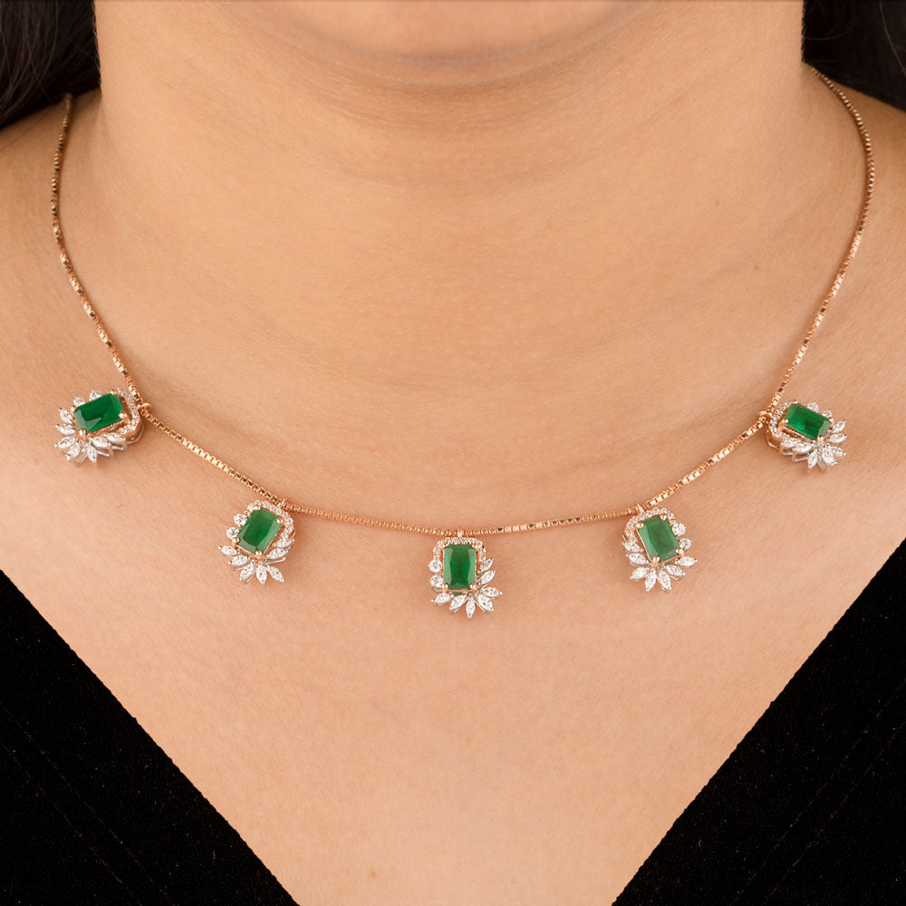 18K Two Tone Gold Diamond Necklace - 1.129ct VVS-EF with Colour Stones