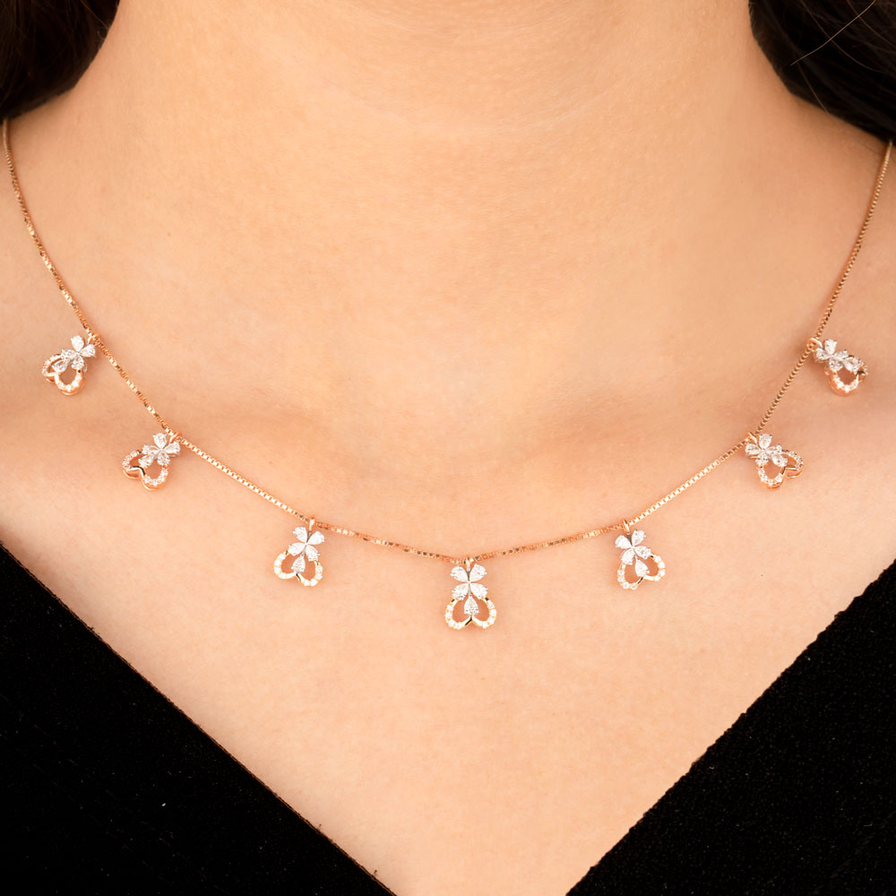 18K Two Tone Gold Diamond Necklace - 1.444ct VVS-VS-EF