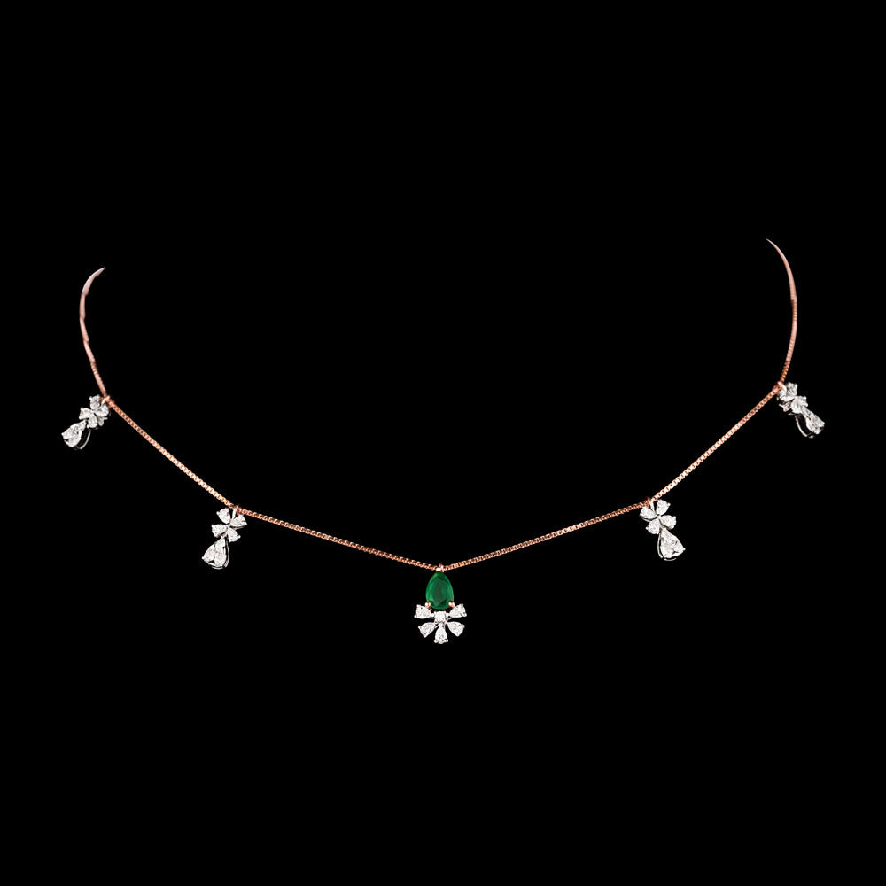 18K Two Tone Gold Diamond Necklace - 1.249ct VVS-EF with Colour Stones