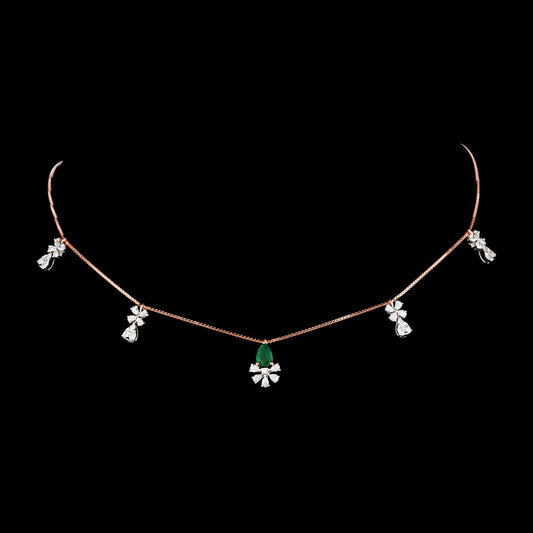18K Two Tone Gold Diamond Necklace - 1.249ct VVS-EF with Colour Stones