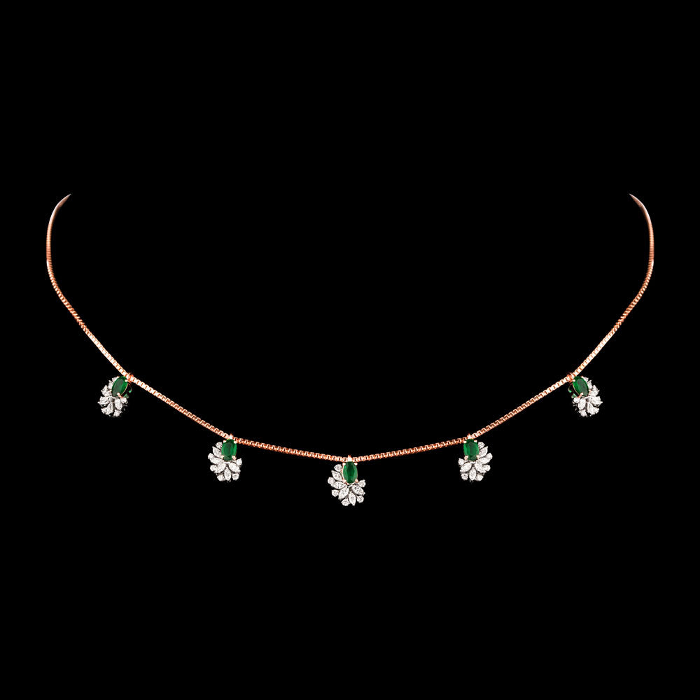 18K Two Tone Gold Diamond Necklace - 0.779ct VVS-EF with Colour Stones
