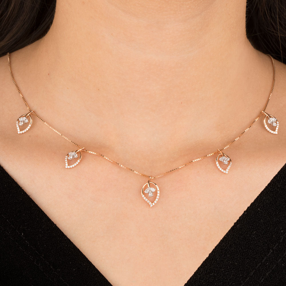 18K Two Tone Gold Diamond Necklace - 0.774ct VVS-EF