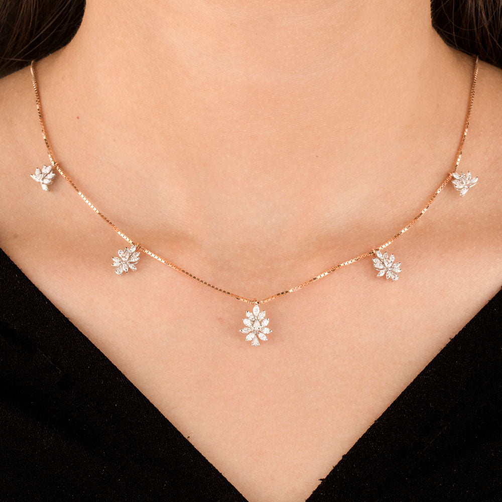 18K Two Tone Gold Diamond Necklace - 1.184ct VVS-EF