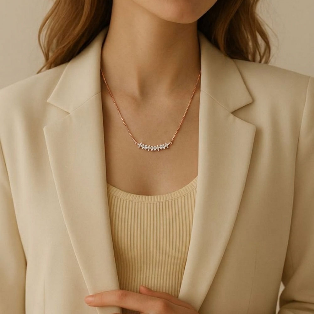 18K Two Tone Gold Diamond Necklace - 0.596ct VVS-EF