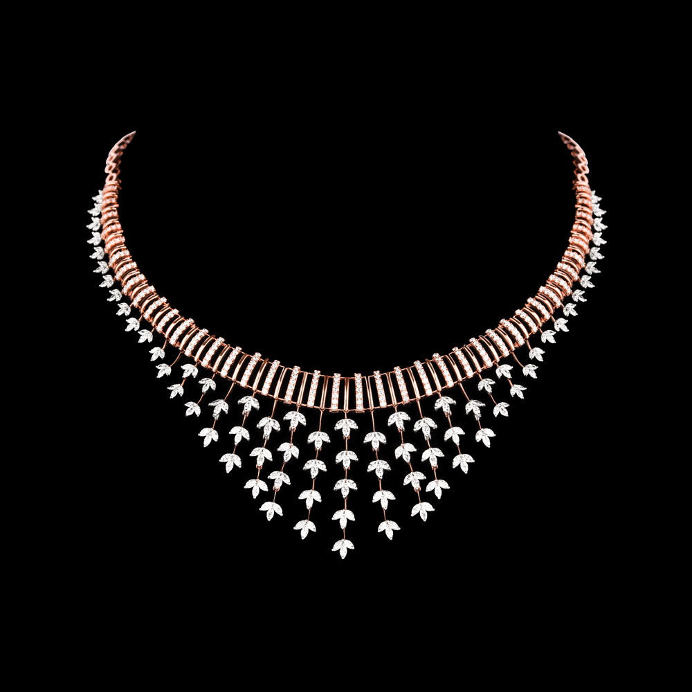 18K Two Tone Gold Diamond Necklace - 8.122ct VVS-EF