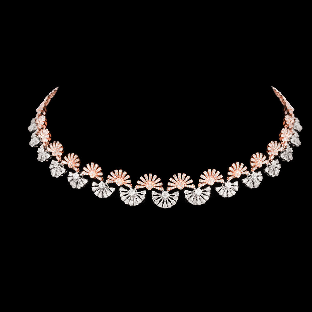 18K Two Tone Gold Diamond Necklace - 6.021ct VVS-FG