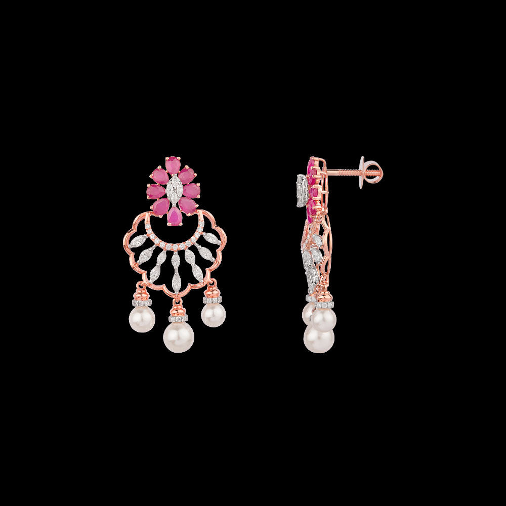 18K Two Tone Gold Diamond Jewellery - 1.395ct VVS-VS-EF with Colour Stones