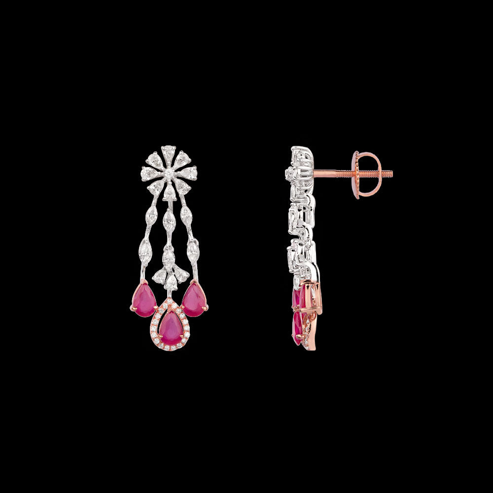18K Two Tone Gold Diamond Jewellery - 1.706ct VVS-EF with Colour Stones