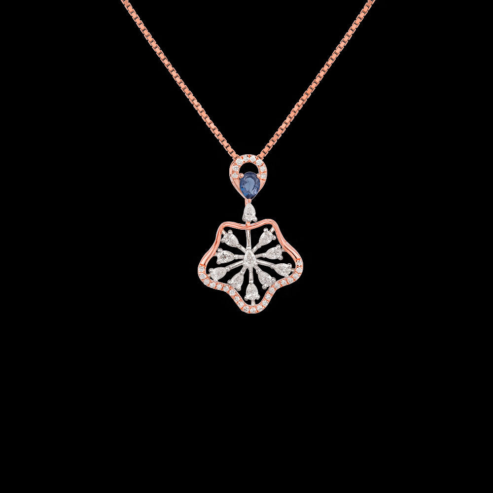 18K Two Tone Gold Diamond Pendant - 0.411ct VVS-EF with Colour Stones