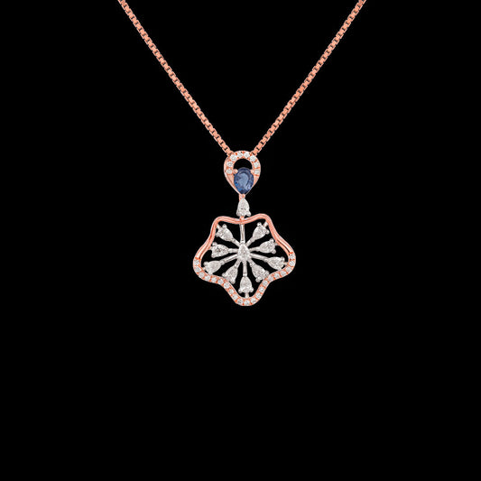 18K Two Tone Gold Diamond Pendant - 0.411ct VVS-EF with Colour Stones