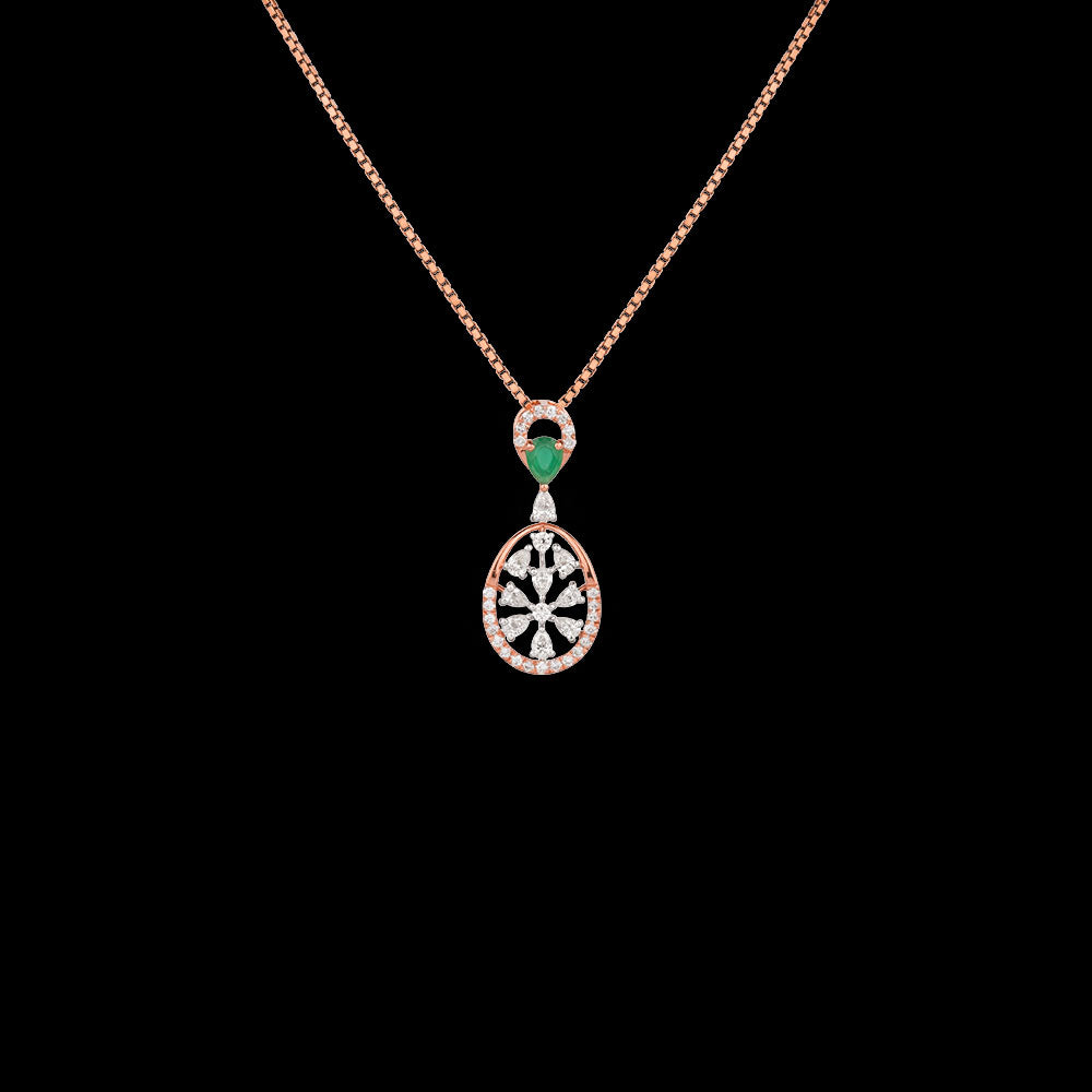 18K Two Tone Gold Diamond Pendant - 0.43ct VVS-EF with Colour Stones
