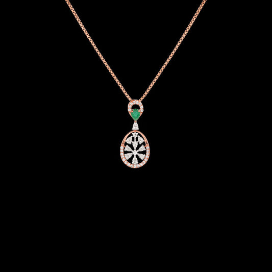 18K Two Tone Gold Diamond Pendant - 0.43ct VVS-EF with Colour Stones