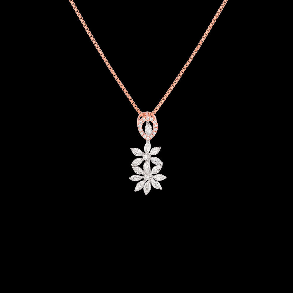 18K Two Tone Gold Diamond Pendant - 0.326ct VVS-VS-EF