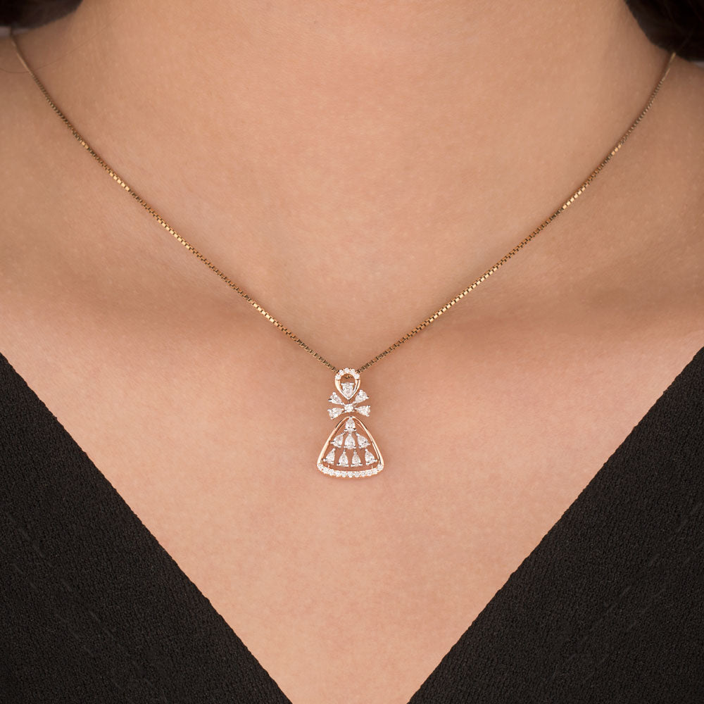 18K Two Tone Gold Diamond Pendant - 0.437ct VVS-EF