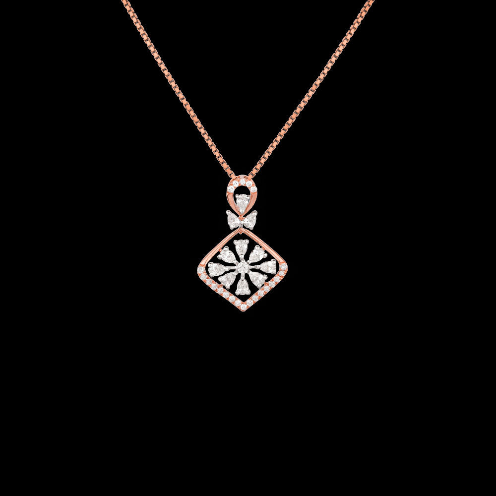 18K Two Tone Gold Diamond Pendant - 0.456ct VVS-EF