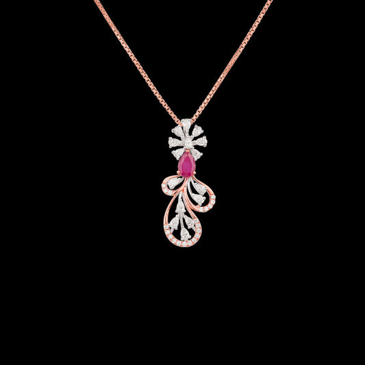 18K Two Tone Gold Diamond Pendant - 0.515ct VVS-EF with Colour Stones