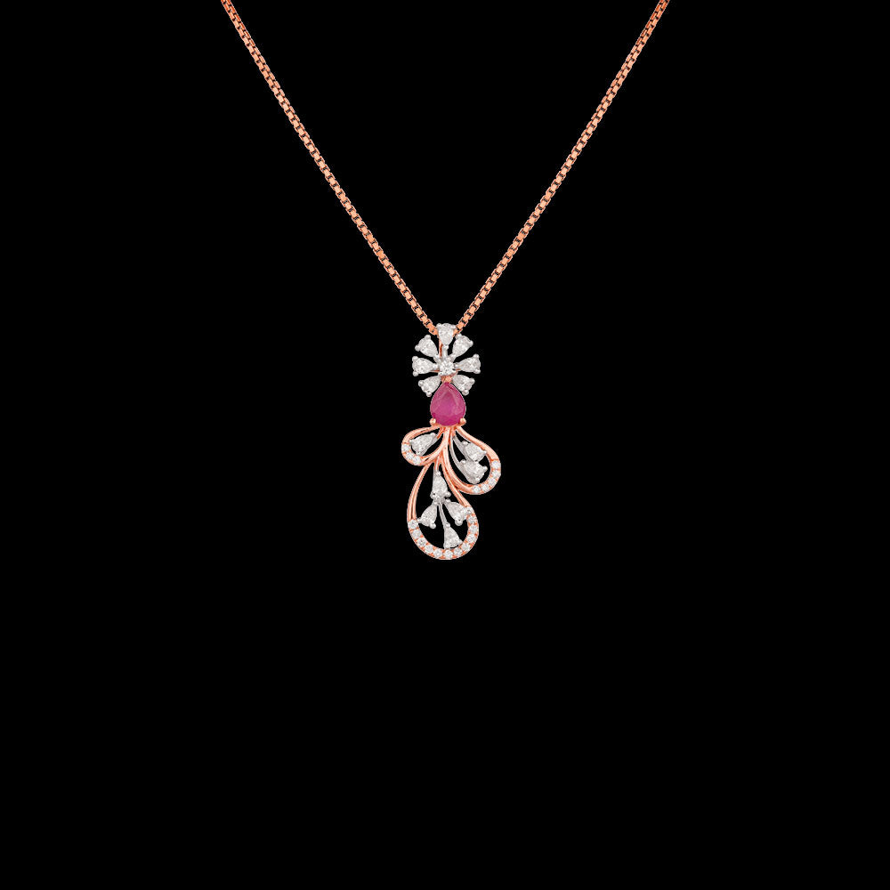 18K Two Tone Gold Diamond Pendant - 0.492ct VVS-EF with Colour Stones