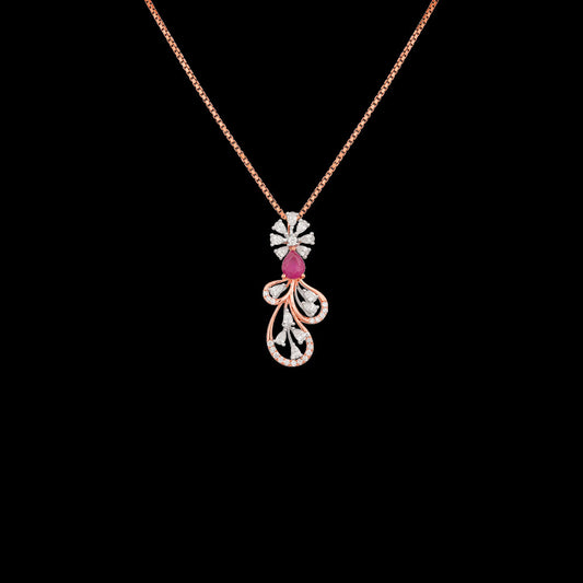 18K Two Tone Gold Diamond Pendant - 0.492ct VVS-EF with Colour Stones