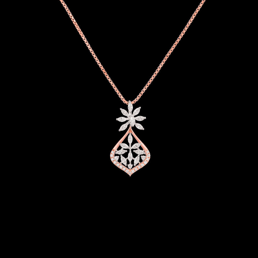 18K Two Tone Gold Diamond Pendant - 0.478ct VVS-VS-EF