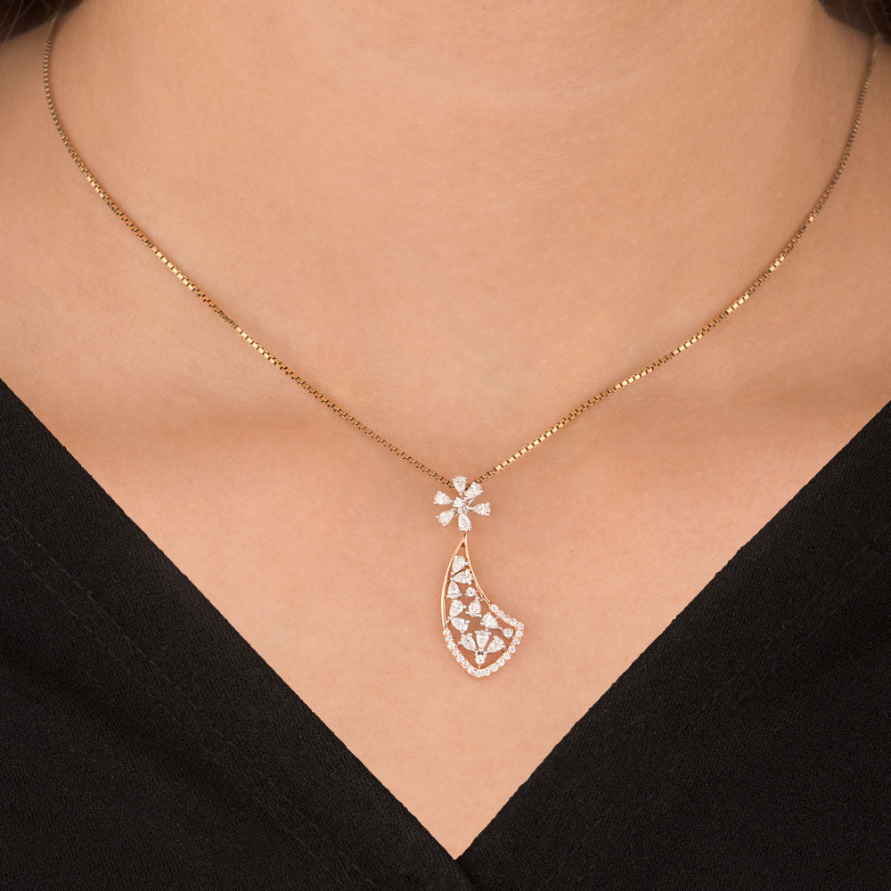 18K Two Tone Gold Diamond Pendant - 0.532ct VVS-EF
