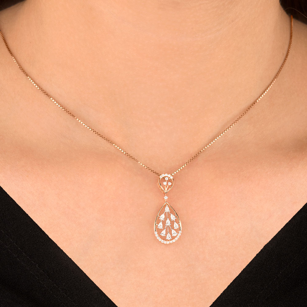 18K Two Tone Gold Diamond Pendant - 0.365ct VVS-EF
