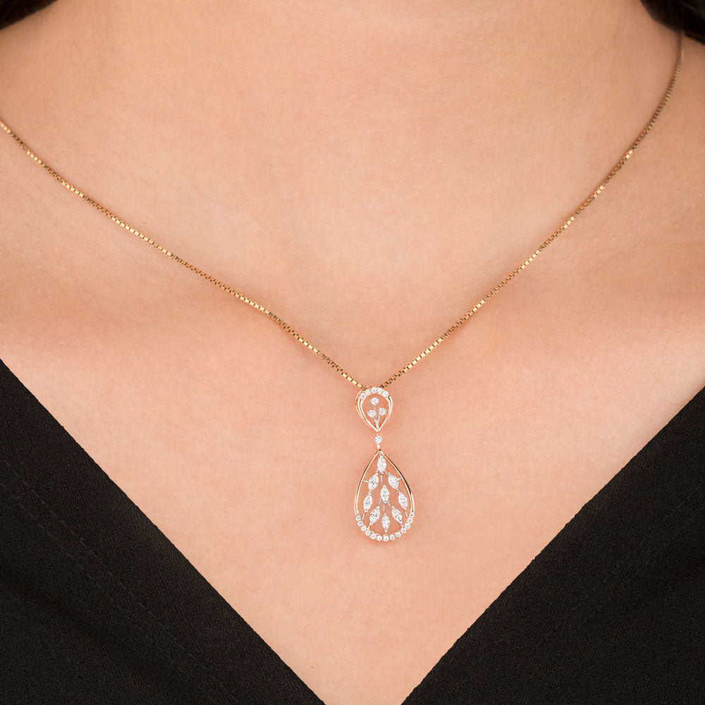 18K Two Tone Gold Diamond Pendant - 0.371ct VVS-VS-EF
