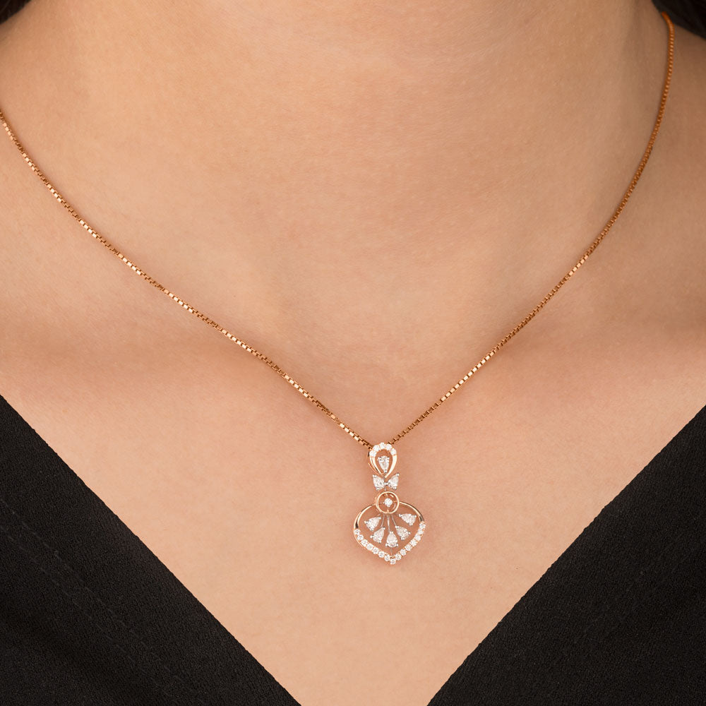 18K Two Tone Gold Diamond Pendant - 0.313ct VVS-EF
