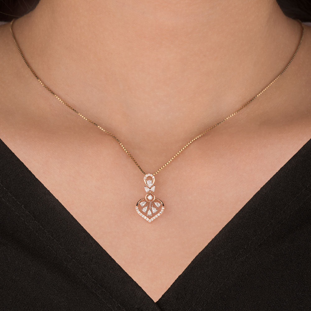 18K Two Tone Gold Diamond Pendant - 0.339ct VVS-EF