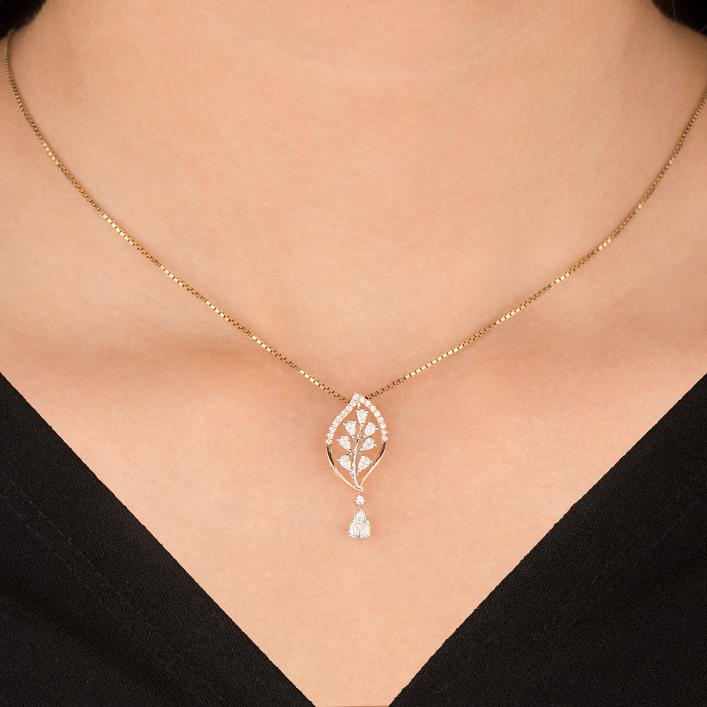 18K Two Tone Gold Diamond Pendant - 0.353ct VVS-EF