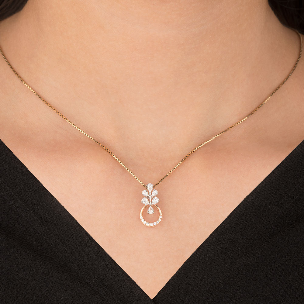 18K Two Tone Gold Diamond Pendant - 0.361ct VVS-EF
