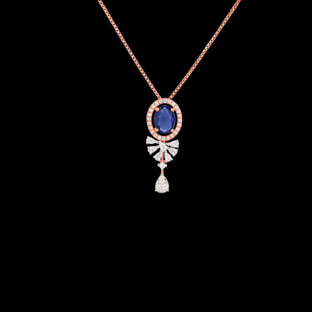 18K Two Tone Gold Diamond Pendant - 0.603ct VVS-EF with Colour Stones