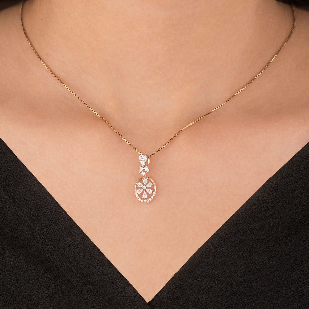 18K Two Tone Gold Diamond Pendant - 0.492ct VVS-EF