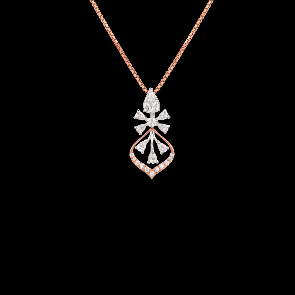 18K Two Tone Gold Diamond Pendant - 0.436ct VVS-EF