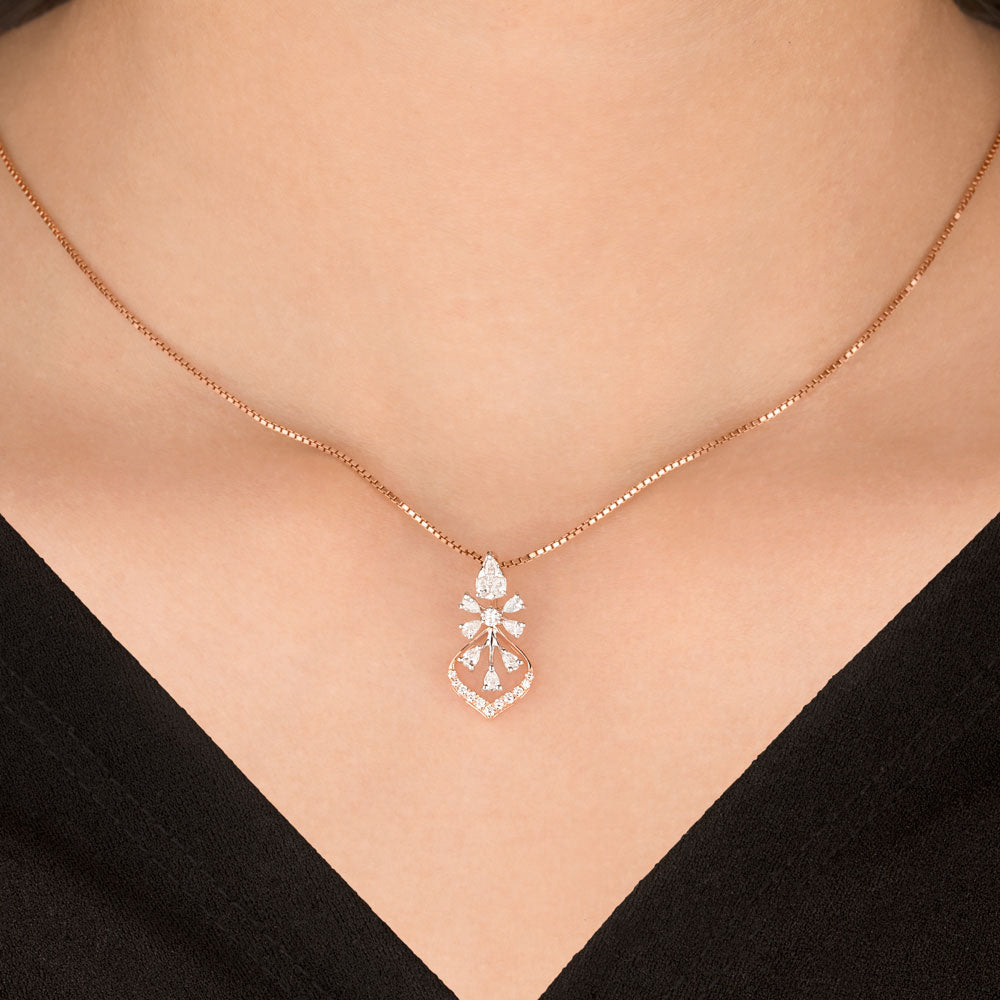 18K Two Tone Gold Diamond Pendant - 0.436ct VVS-EF