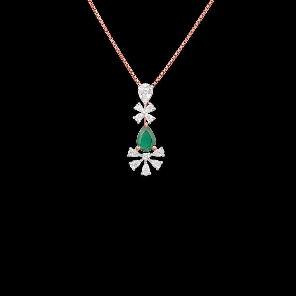 18K Two Tone Gold Diamond Pendant - 0.466ct VVS-EF with Colour Stones