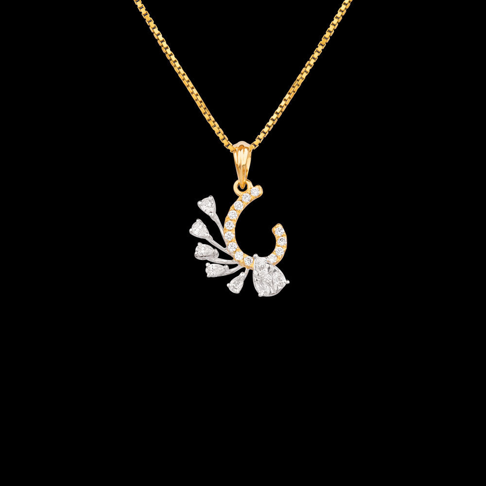 18K Two Tone Gold Diamond Pendant - 0.37ct VVS-EF
