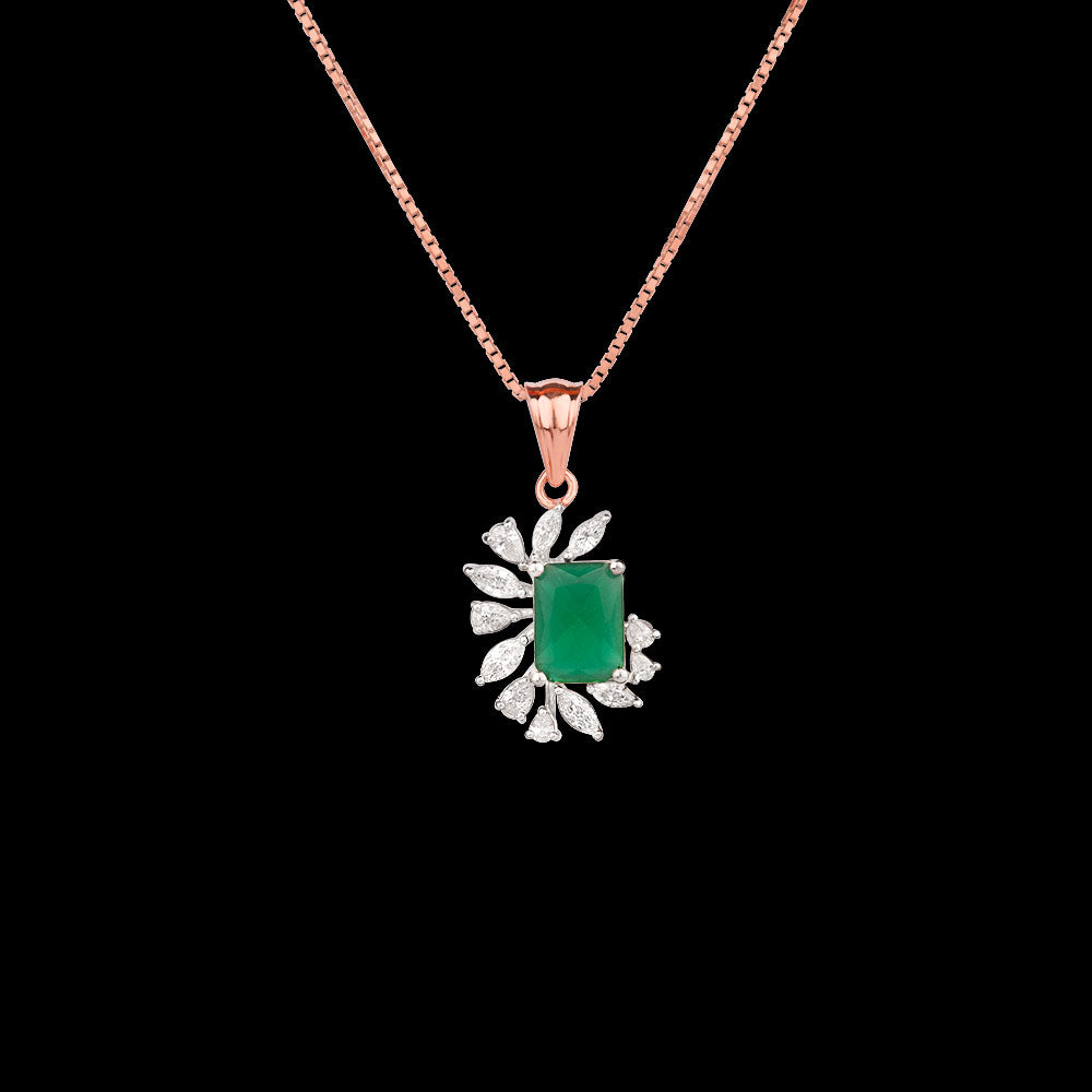 18K Two Tone Gold Diamond Pendant - 0.405ct VVS-EF with Colour Stones