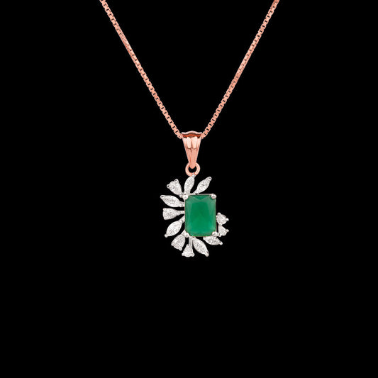 18K Two Tone Gold Diamond Pendant - 0.405ct VVS-EF with Colour Stones