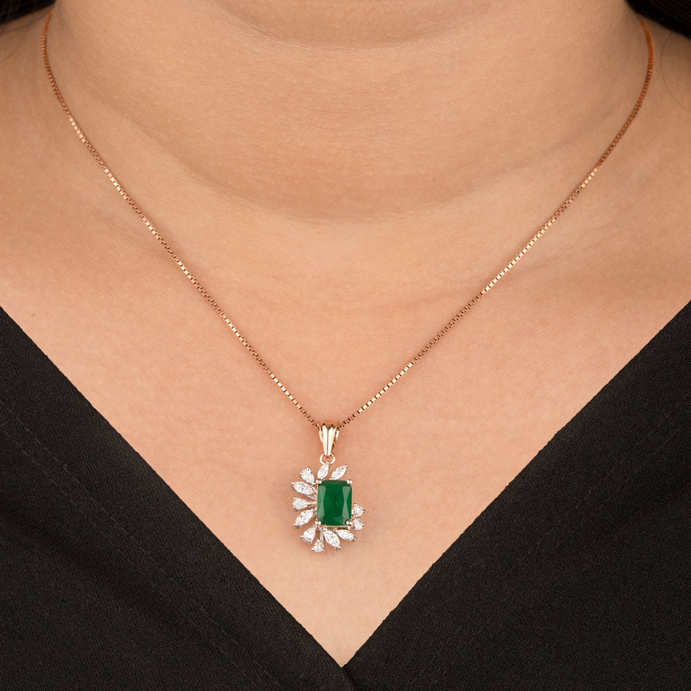18K Two Tone Gold Diamond Pendant - 0.405ct VVS-EF with Colour Stones