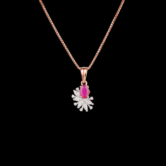 18K Two Tone Gold Diamond Pendant - 0.231ct VVS-VS-EF with Colour Stones
