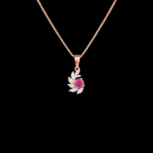 18K Two Tone Gold Diamond Pendant - 0.253ct VVS-VS-EF with Colour Stones