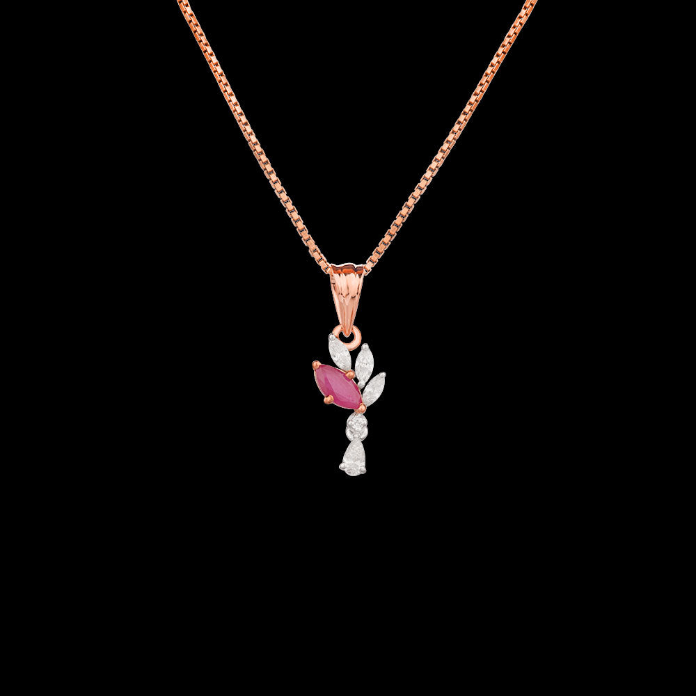 18K Two Tone Gold Diamond Pendant - 0.205ct VVS-VS-EF with Colour Stones