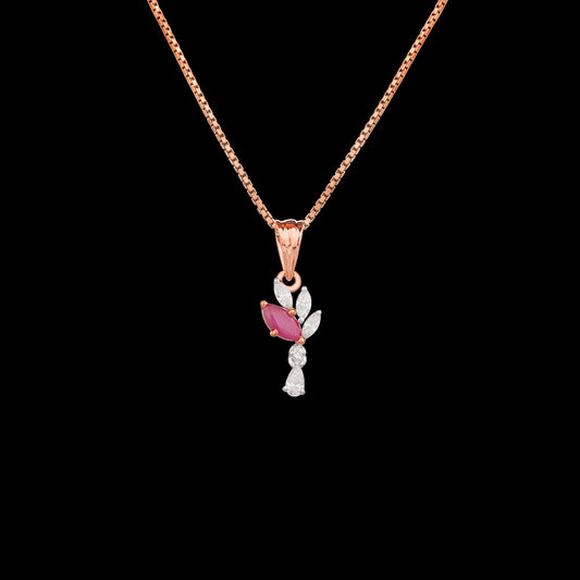18K Two Tone Gold Diamond Pendant - 0.205ct VVS-VS-EF with Colour Stones