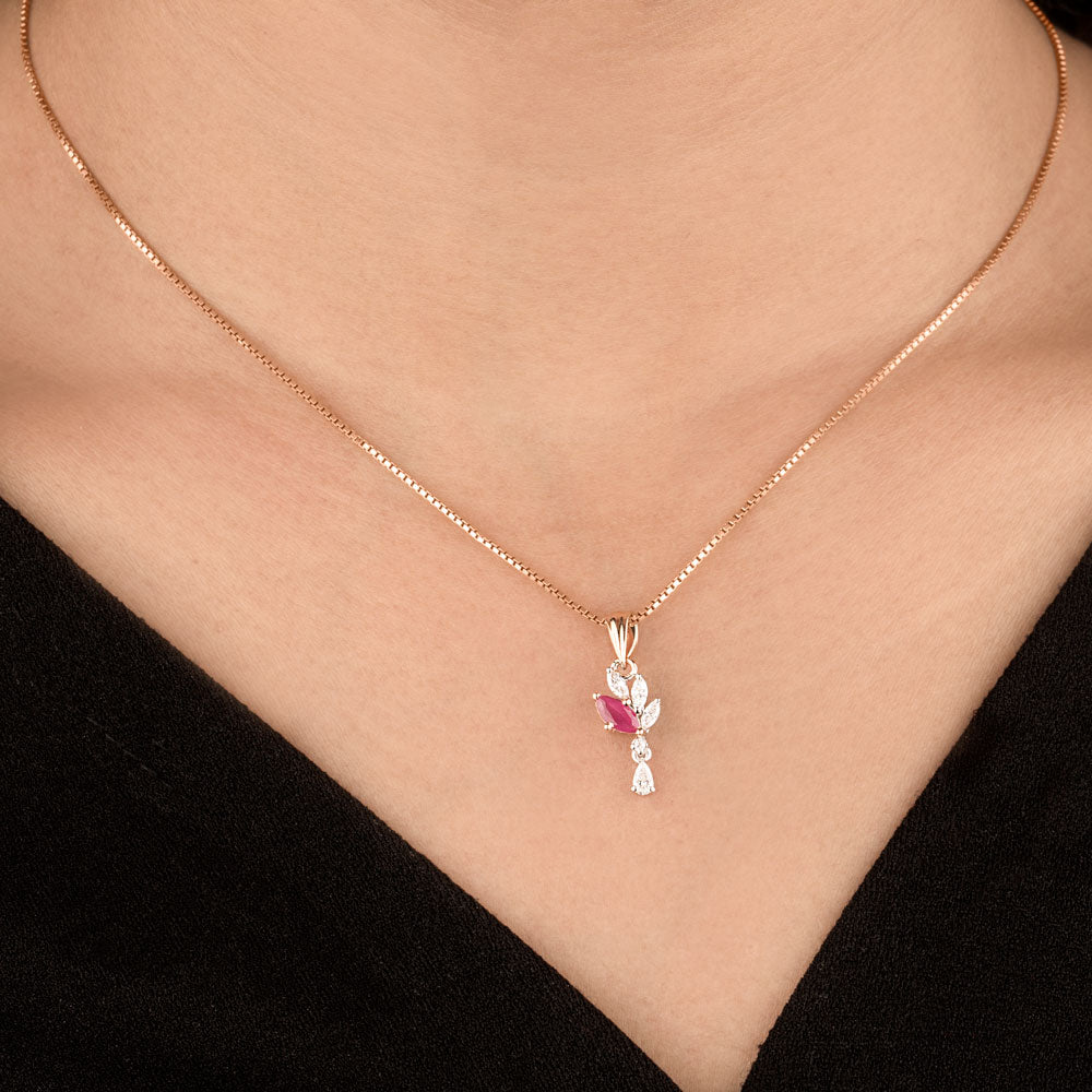 18K Two Tone Gold Diamond Pendant - 0.205ct VVS-VS-EF with Colour Stones