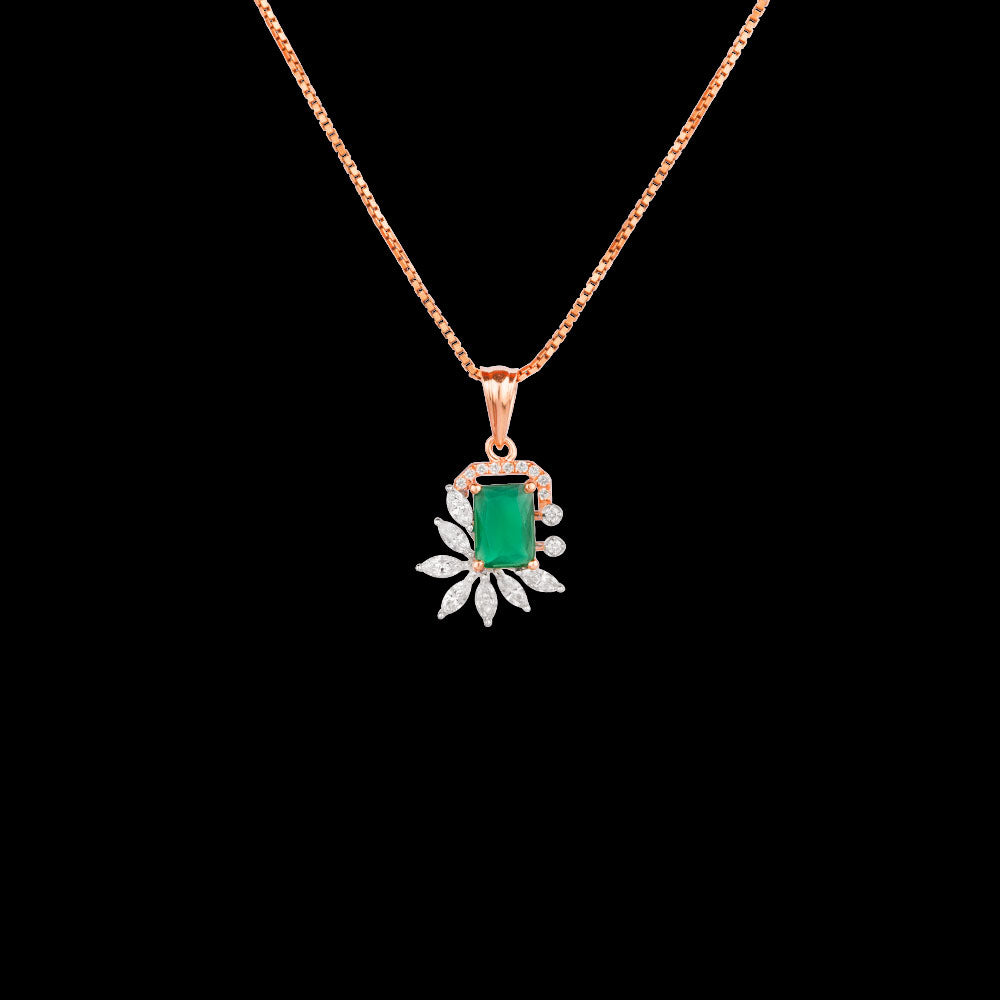 18K Two Tone Gold Diamond Pendant - 0.37ct VVS-VS-EF with Colour Stones
