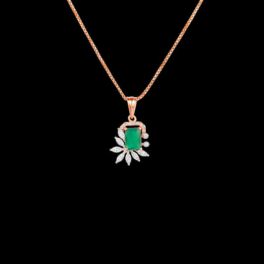 18K Two Tone Gold Diamond Pendant - 0.37ct VVS-VS-EF with Colour Stones